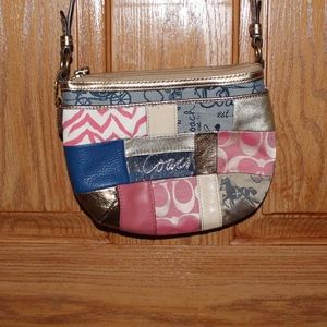 Coach cross body pink and gold patchwork